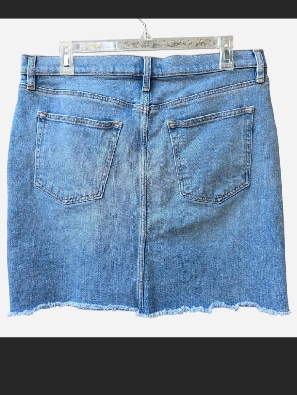 LOFT Denim Mini Skirt in Light Blue with Frayed Hem - Picture 2 of 6